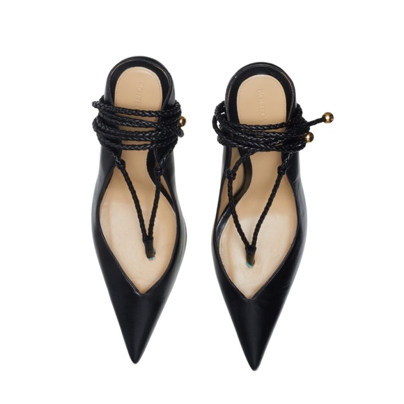 BOTTEGA VENETA Loft Leather Pumps Ankle Wrap Pointed Toe Black NWT 8 US 38 EU - Picture 9 of 10